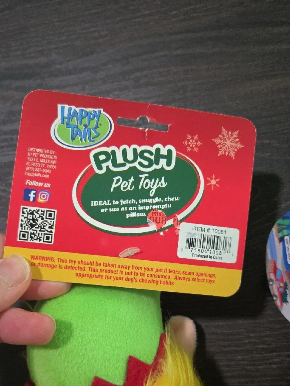 Festive Elf Plush Dog Toy - Green and Red